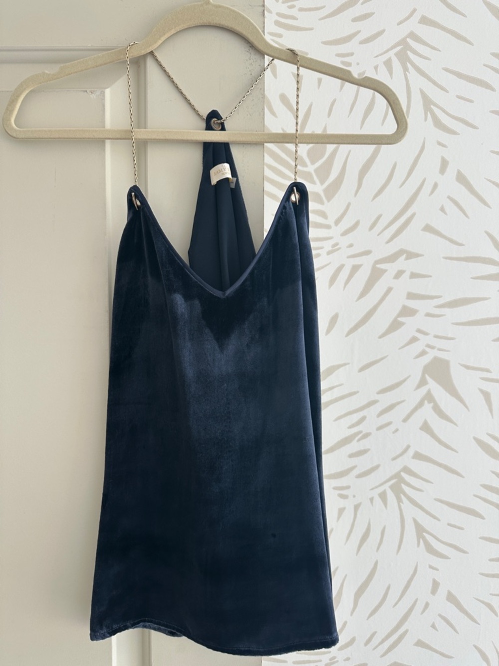 Navy Velvet Slip cami with Chain Straps